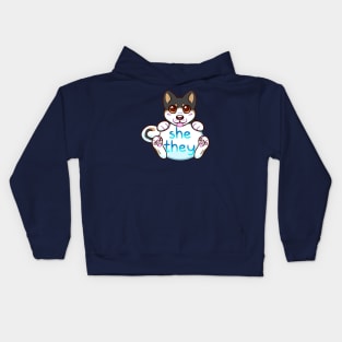 Doggy Pronouns - She/They Kids Hoodie